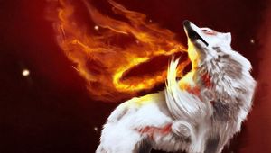 Preview wallpaper abstraction, fire, wolf, gray, light