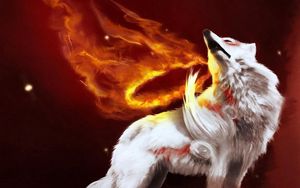 Preview wallpaper abstraction, fire, wolf, gray, light