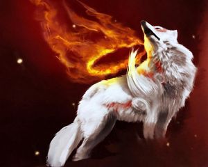 Preview wallpaper abstraction, fire, wolf, gray, light