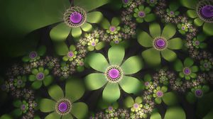 Preview wallpaper abstraction, fractal, flowers, greens