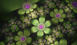 Preview wallpaper abstraction, fractal, flowers, greens