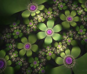 Preview wallpaper abstraction, fractal, flowers, greens