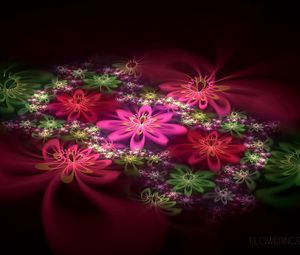 Preview wallpaper abstraction, fractal, flowers, pink