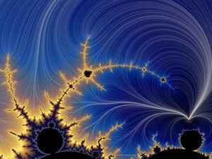 Preview wallpaper abstraction, fractal, lines, blue, yellow