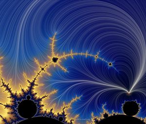 Preview wallpaper abstraction, fractal, lines, blue, yellow