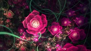 Preview wallpaper abstraction, fractal, pink, flowers, flowering