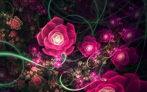 Preview wallpaper abstraction, fractal, pink, flowers, flowering