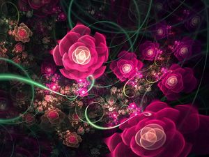 Preview wallpaper abstraction, fractal, pink, flowers, flowering