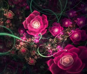 Preview wallpaper abstraction, fractal, pink, flowers, flowering