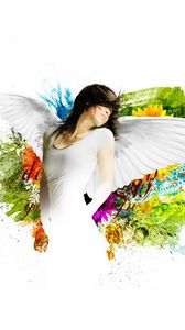 Preview wallpaper abstraction, girl, wings, angel