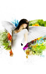 Preview wallpaper abstraction, girl, wings, angel