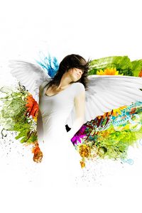 Preview wallpaper abstraction, girl, wings, angel