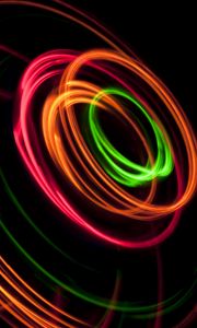 Preview wallpaper abstraction, light, rings, colorful, long exposure