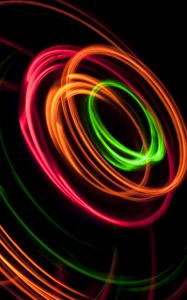 Preview wallpaper abstraction, light, rings, colorful, long exposure