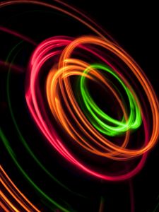 Preview wallpaper abstraction, light, rings, colorful, long exposure