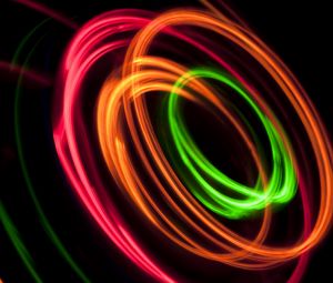 Preview wallpaper abstraction, light, rings, colorful, long exposure