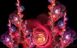 Preview wallpaper abstraction, pink, red, fractal, flowers