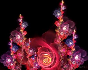 Preview wallpaper abstraction, pink, red, fractal, flowers