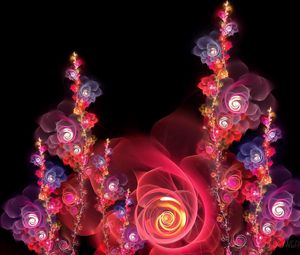 Preview wallpaper abstraction, pink, red, fractal, flowers