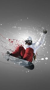 Preview wallpaper abstraction, snowboarder, flight