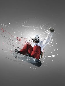 Preview wallpaper abstraction, snowboarder, flight