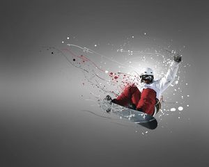 Preview wallpaper abstraction, snowboarder, flight