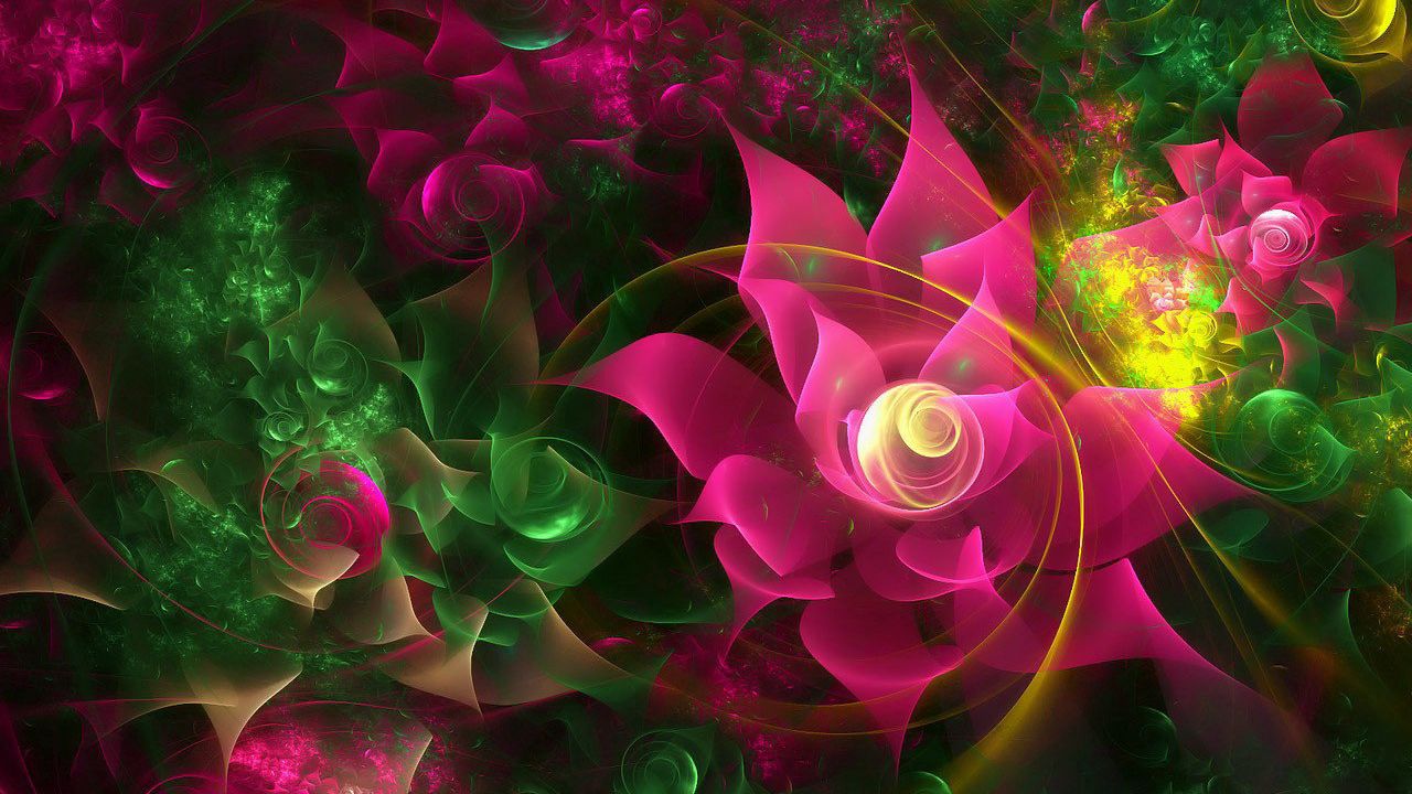Wallpaper abstraction, waltz, flowers, pink, fractal