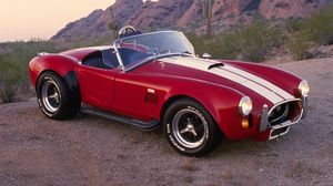 Preview wallpaper ac, cobra, 1962, red, sports, retro, style, side view, convertible, desert, car