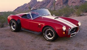 Preview wallpaper ac, cobra, 1962, red, sports, retro, style, side view, convertible, desert, car