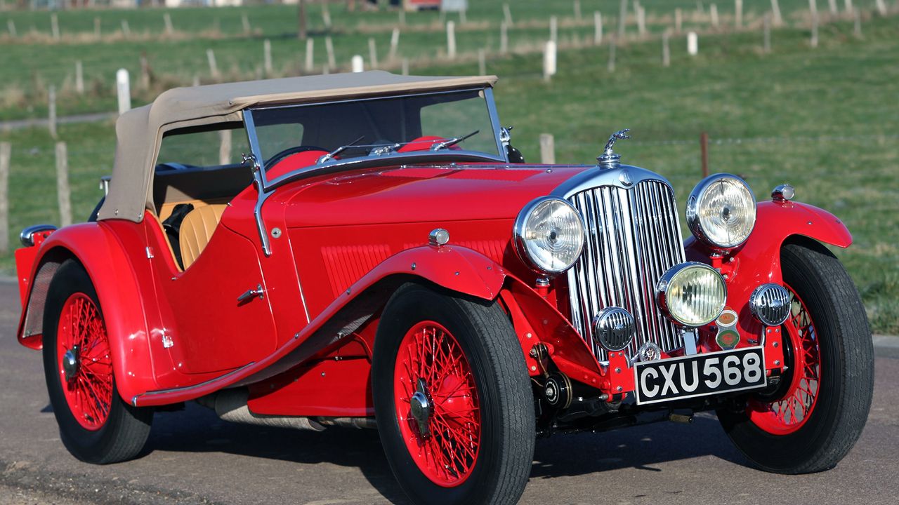 Wallpaper ac, six, 1680 competition, red, retro, side view, cars, grass