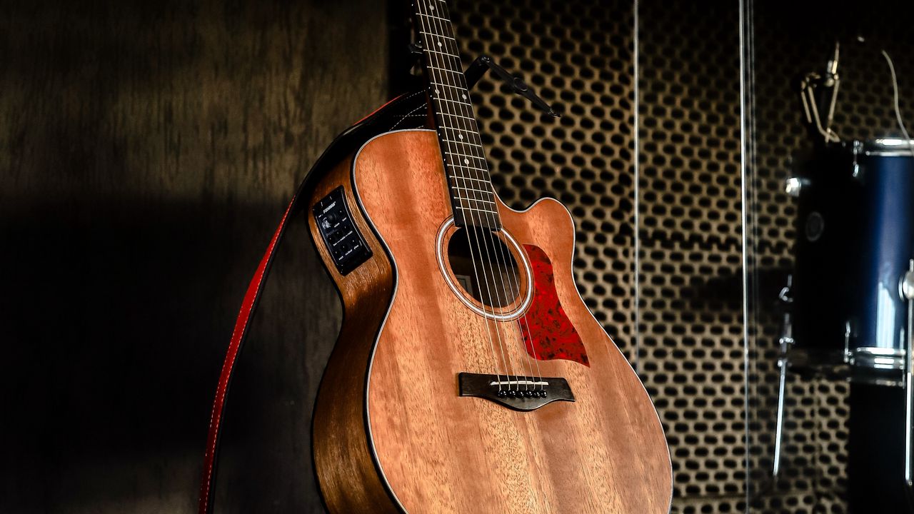 Wallpaper acoustic guitar, guitar, brown, musical instrument, music