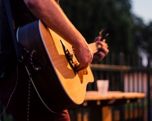 Preview wallpaper acoustic guitar, guitar, guitarist, hands, music