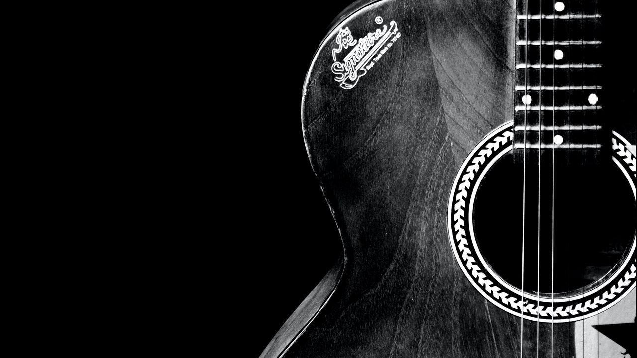 Wallpaper acoustic guitar, guitar, hand, musical instrument, music, black and white