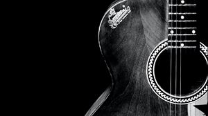 Preview wallpaper acoustic guitar, guitar, hand, musical instrument, music, black and white
