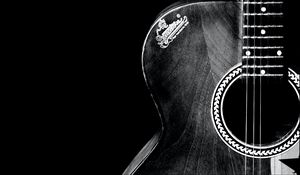 Preview wallpaper acoustic guitar, guitar, hand, musical instrument, music, black and white