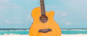 Preview wallpaper acoustic guitar, guitar, instrument, beach, summer, music