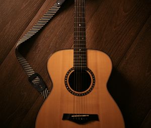 Preview wallpaper acoustic guitar, guitar, musical instrument, brown