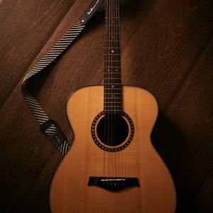 Preview wallpaper acoustic guitar, guitar, musical instrument, brown