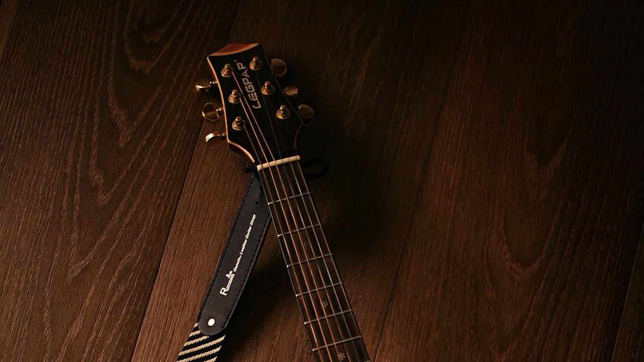 Wallpaper acoustic guitar, guitar, musical instrument, wooden, brown