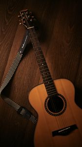Preview wallpaper acoustic guitar, guitar, musical instrument, wooden, brown