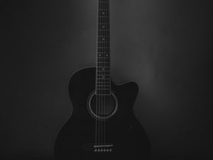Preview wallpaper acoustic guitar, guitar, musical instrument, black, dark