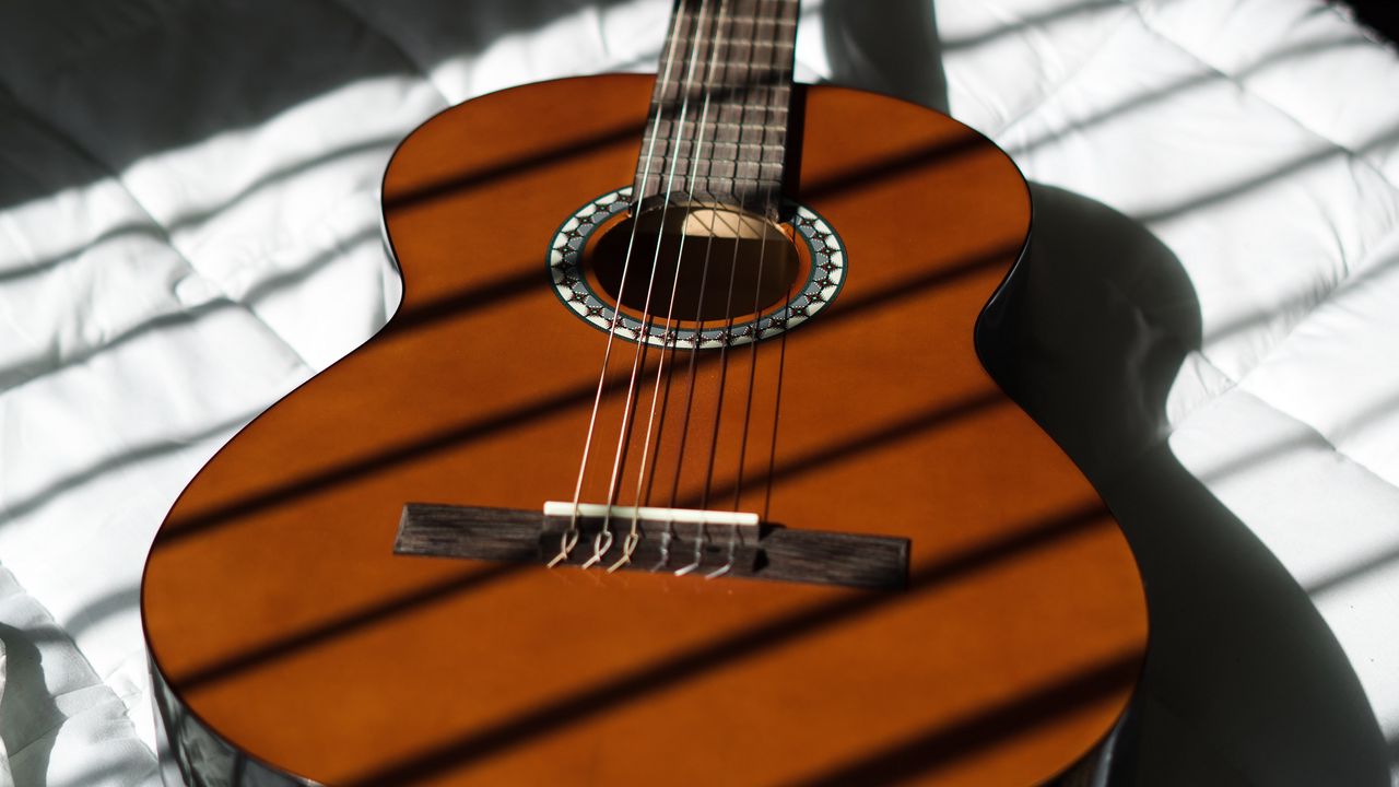 Wallpaper acoustic guitar, guitar, musical instrument, stripes, sheet