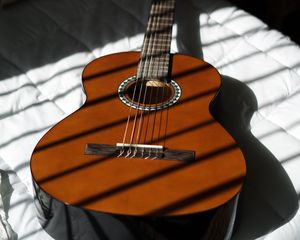 Preview wallpaper acoustic guitar, guitar, musical instrument, stripes, sheet