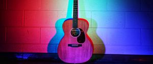 Preview wallpaper acoustic guitar, guitar, musical instrument, music, backlight