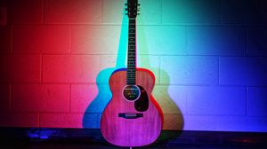 Preview wallpaper acoustic guitar, guitar, musical instrument, music, backlight