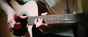 Preview wallpaper acoustic guitar, guitar, strings, guitarist, hands, music