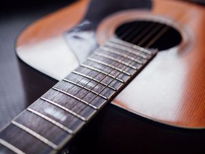 Preview wallpaper acoustic guitar, guitar, strings, fretboard, music