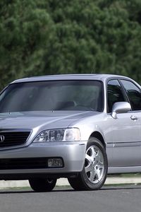 Preview wallpaper acura, 35rl, gray metallic, front view, style, cars, trees, asphalt