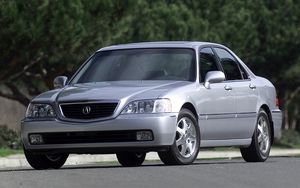 Preview wallpaper acura, 35rl, gray metallic, front view, style, cars, trees, asphalt