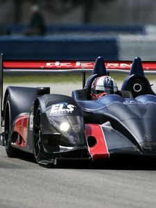 Preview wallpaper acura, arx-01, black, sports, track, traffic, front view, car